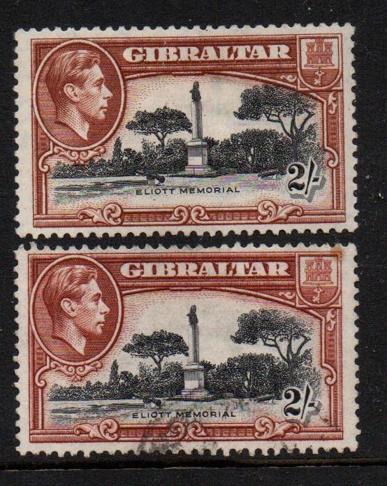 GIBRALTAR GVI 2/- Mit & Used Values SG128b Cat. £20