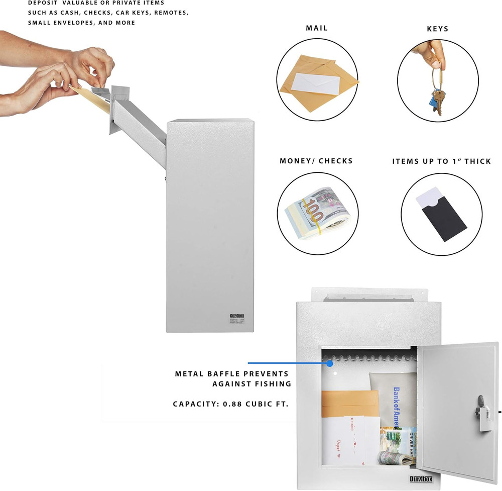 D700 through the Wall Drop Box, Tubular Key Locking Secure Mailbox with Adjustab