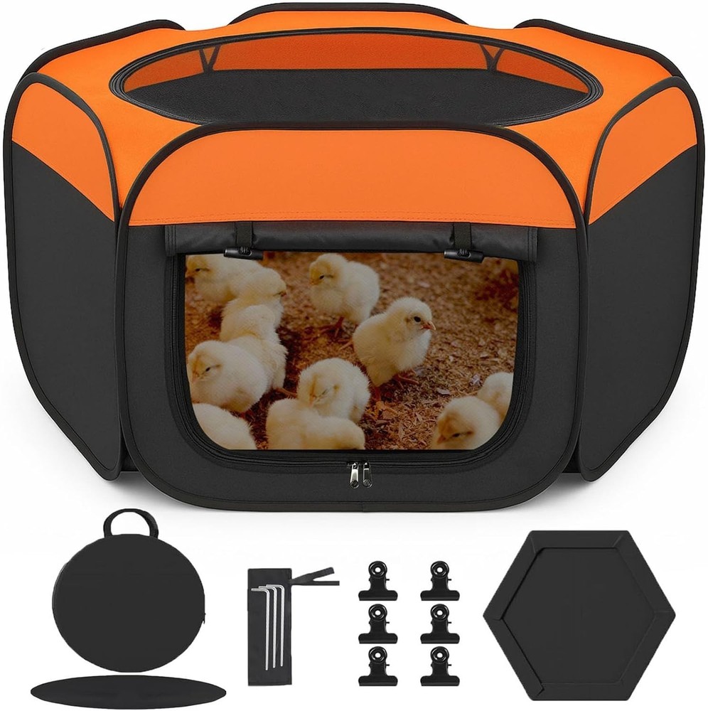 Pop Up Chicken Brooder Starter Kit - Easy to Assemble, Portable & Easy to