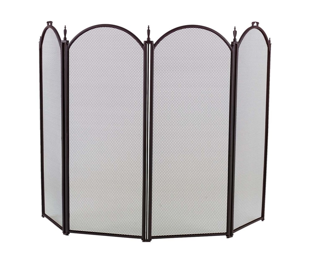 Dagan Four Fold Black Arched Fireplace Screen, 52in. x 32.5in.