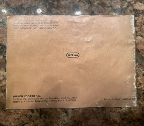 Nikon FG Camera Instruction Manual
