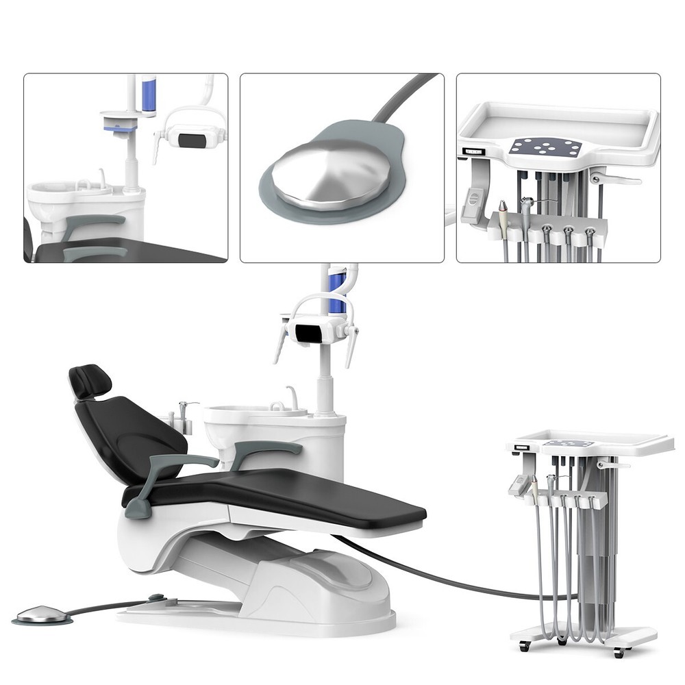 Dental Unit Chair Computer Controlled DC Motor Ceramic spittoon +Doctor Stool US