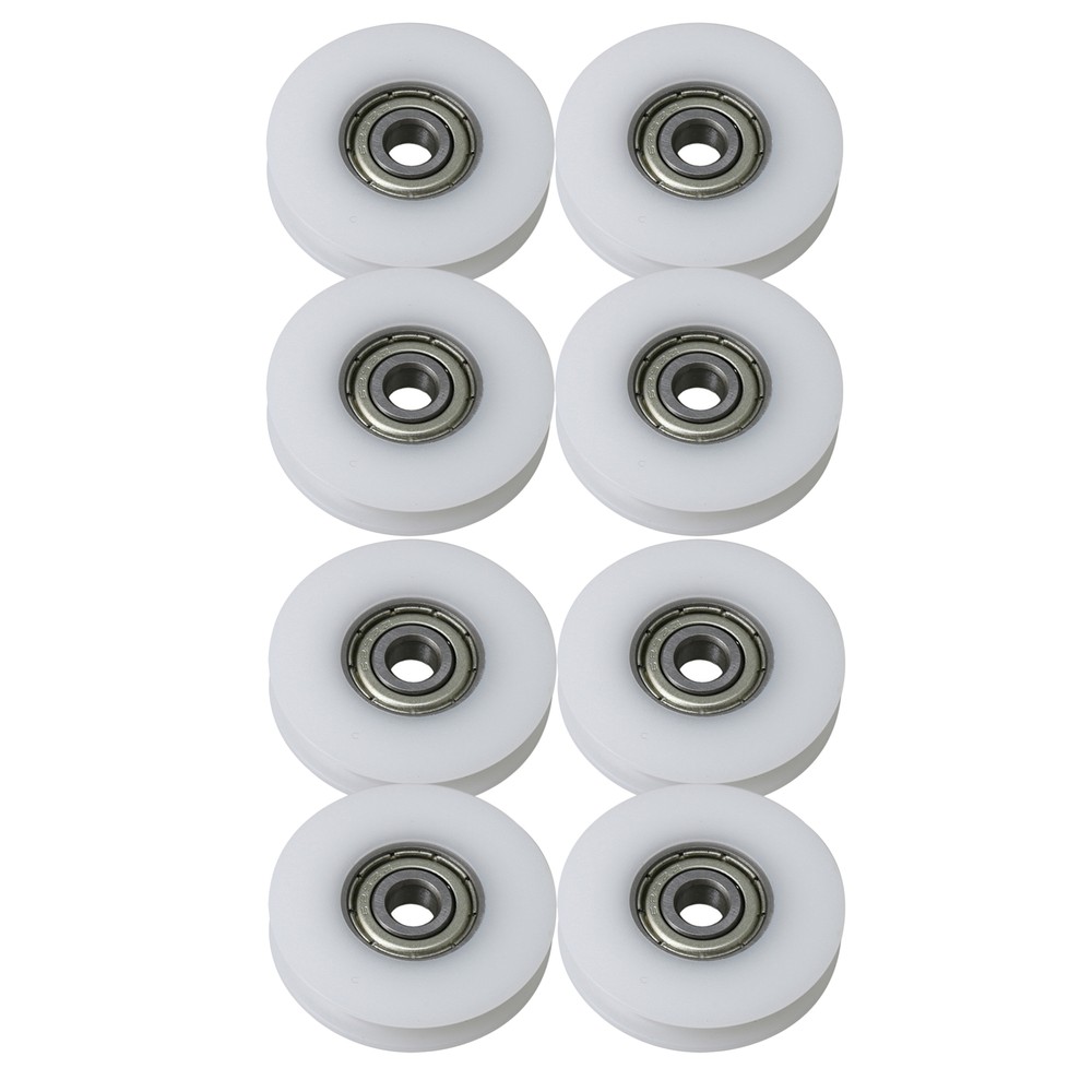 8 Pcs White 5mm Embedded U Shape Guide Pulley Rail Ball Bearing Roller