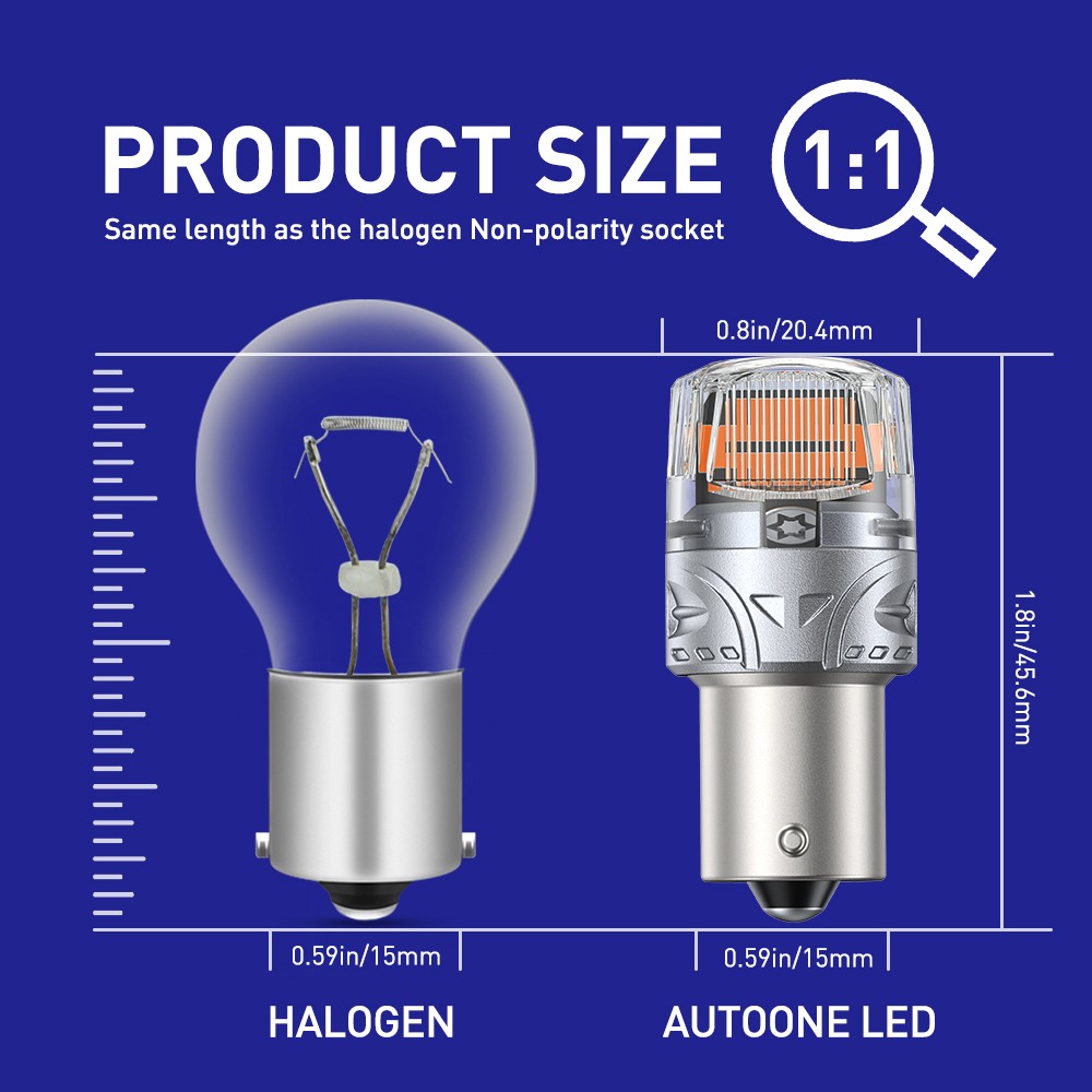 AUTOONE 1156 Amber Yellow LED Turn Signal Light Bulb Error Free Anti Hyper Flash