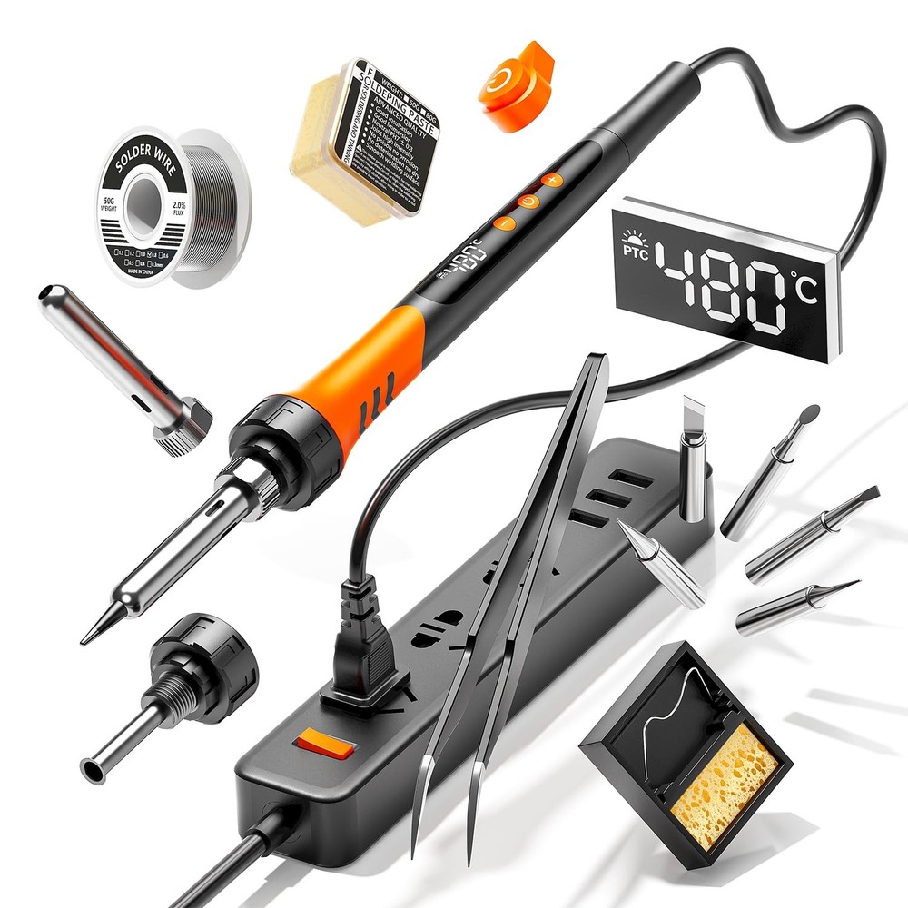 10in1 90W 110V LCD Soldering Iron Kit 5 Tips Wire Paste 180480C Temp