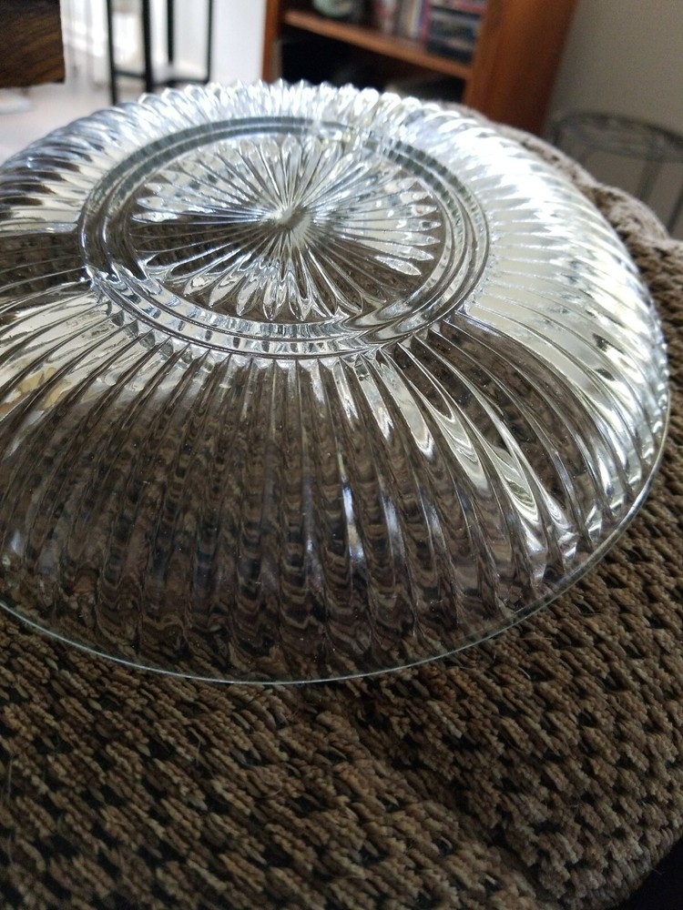 TWO KIG Indonesia Clear Glass Three Compartment Ribbed Nut Candy Dish