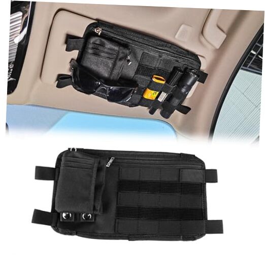 Multi-Functional Car Sun Visor Organizer with MOLLE Tactical Design, 1