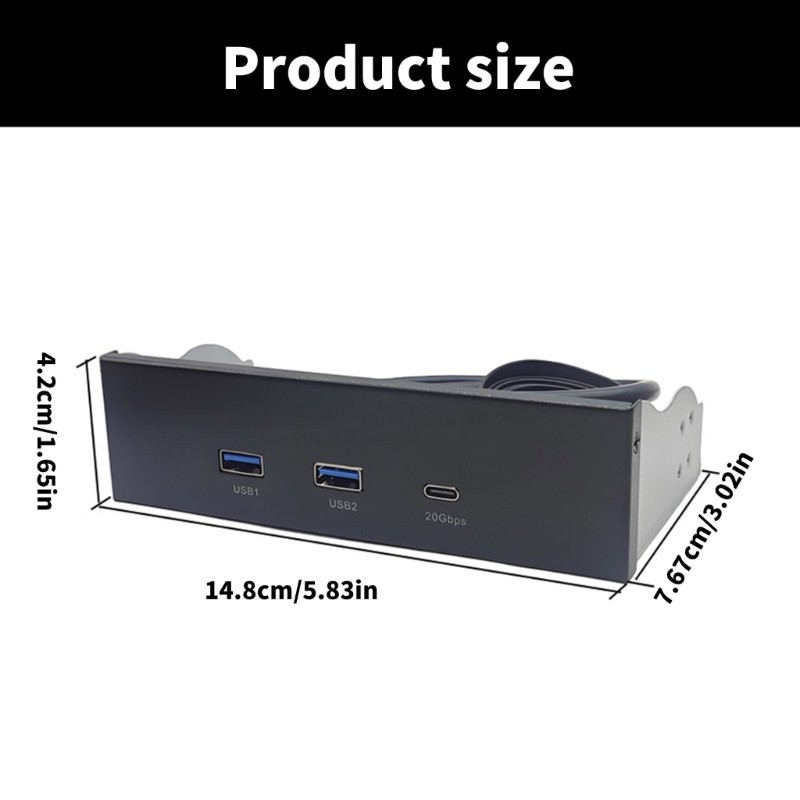 USB3.2 Front Panel USB Hub for 5.25Inch Bay Featuring Double USB3.2 and Type C