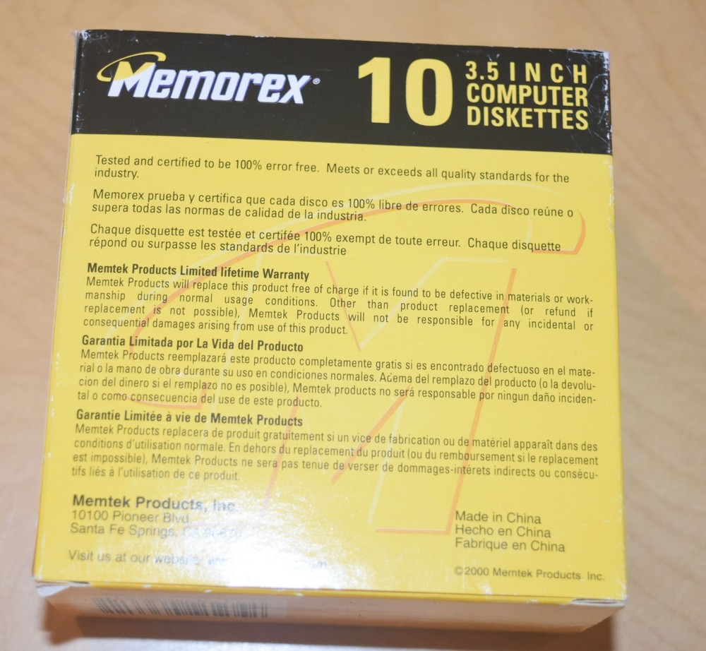 Memorex PC Formatted HD 1.44 Diskettes (9 Pack) open box