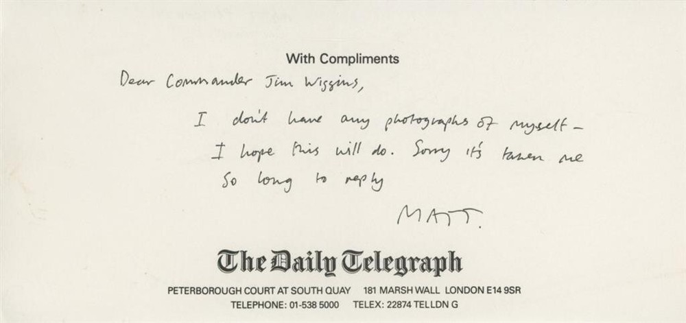 Matt Pritchett- Signed Handwritten Note