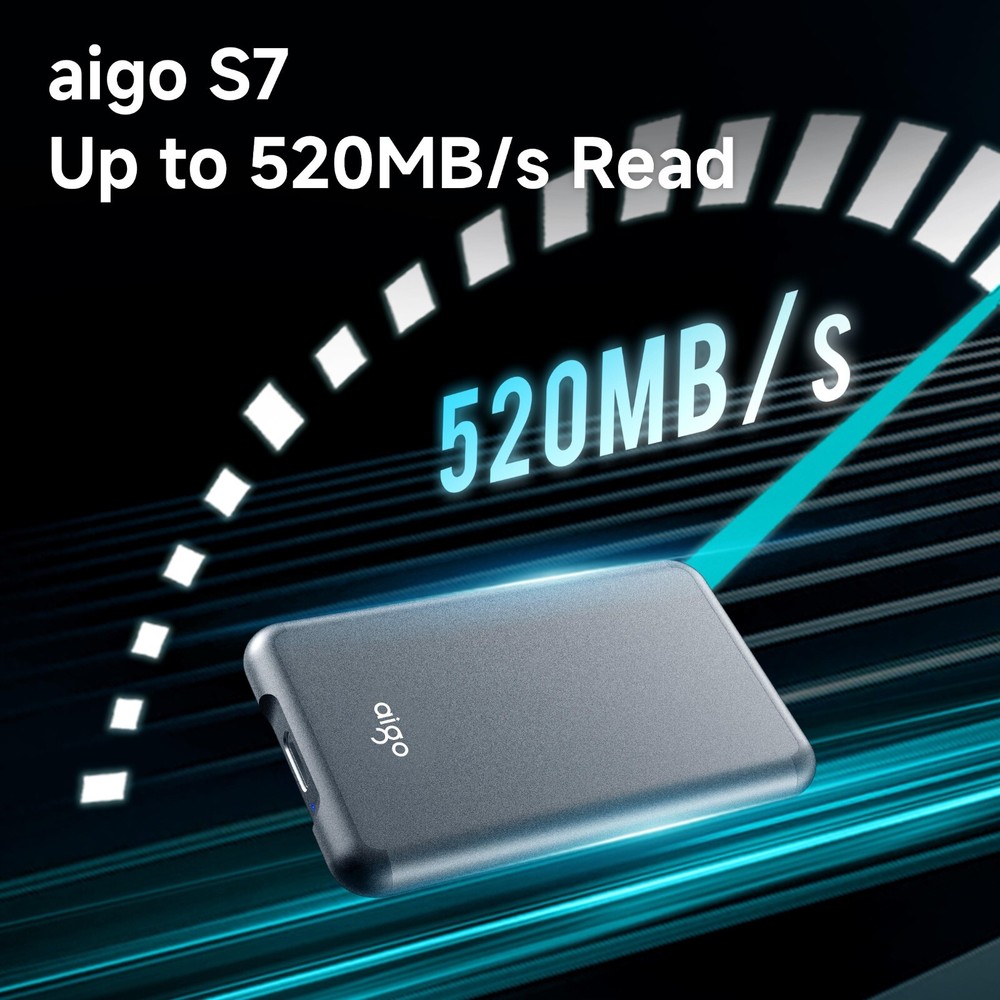 aigo S7 Portable External SSD USB 3.2 USB-C to A Data Transfer for PC Laptop