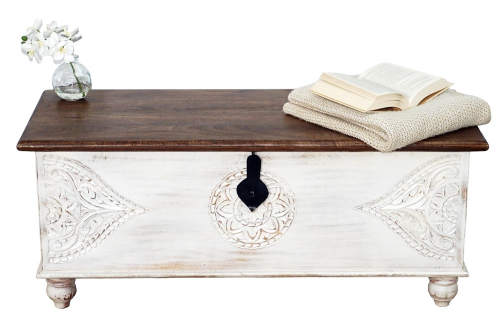 Hand-crafted large solid wood storage chest/ bench trunk/coffee table/ottoman