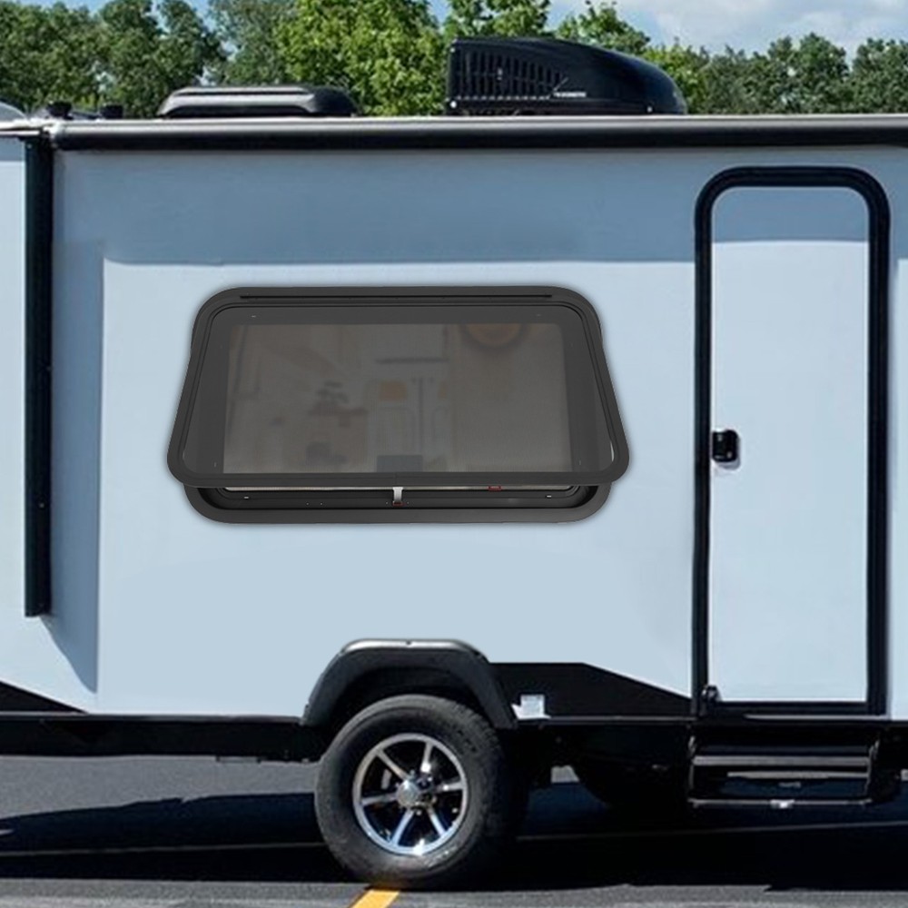 36" x 20" RV Exit Window with Trim Ring & Screen for Campers and Trailers