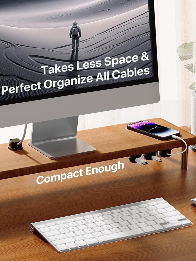 8 Pack Magnetic Cord Organizerfor Nightstand, Desktop Multipurpose (Black)