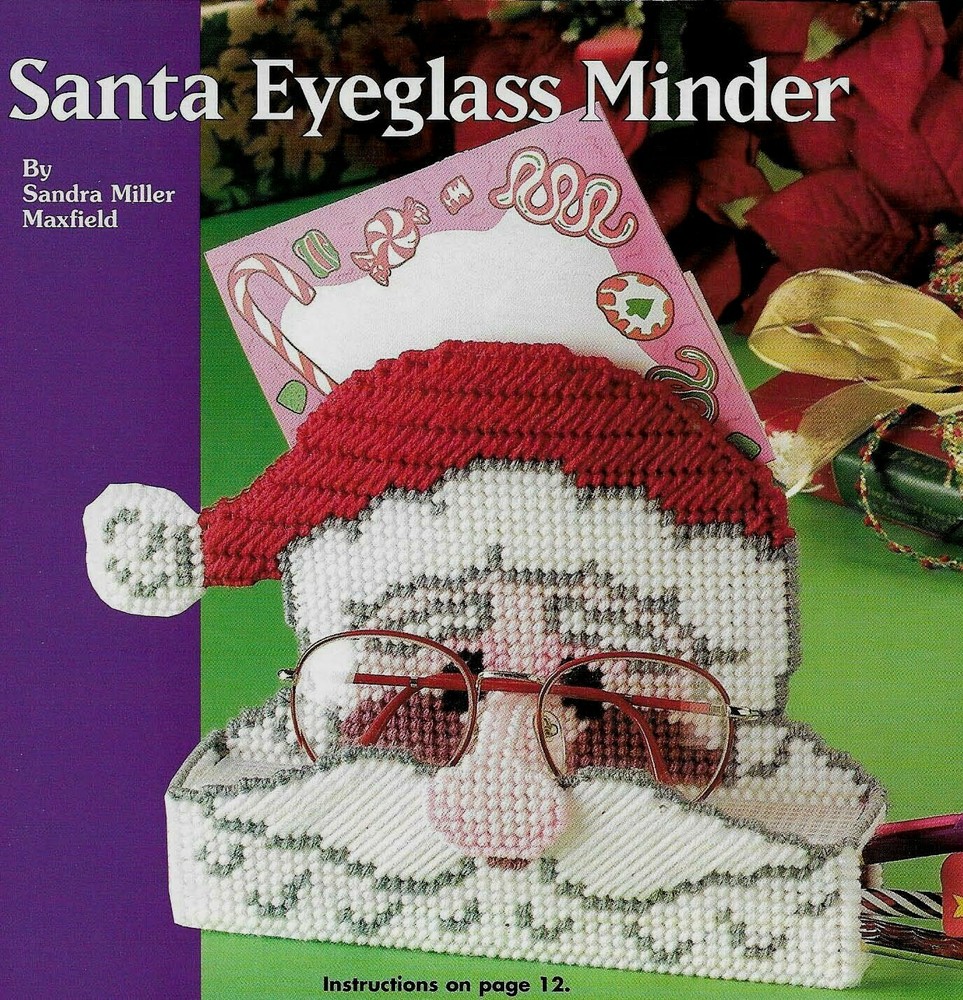 SANTA EYEGLASS MINDER HOLDER CHRISTMAS PLASTIC CANVAS PATTERN INSTRUCTIONS