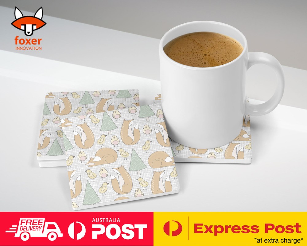 COASTER COFFEE DRINKING MAT|FOX & BABY CHICKEN PATTERN