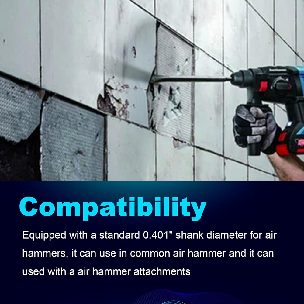 4-Piece Pneumatic Hammer Chisel Set for Concrete & Tile Work