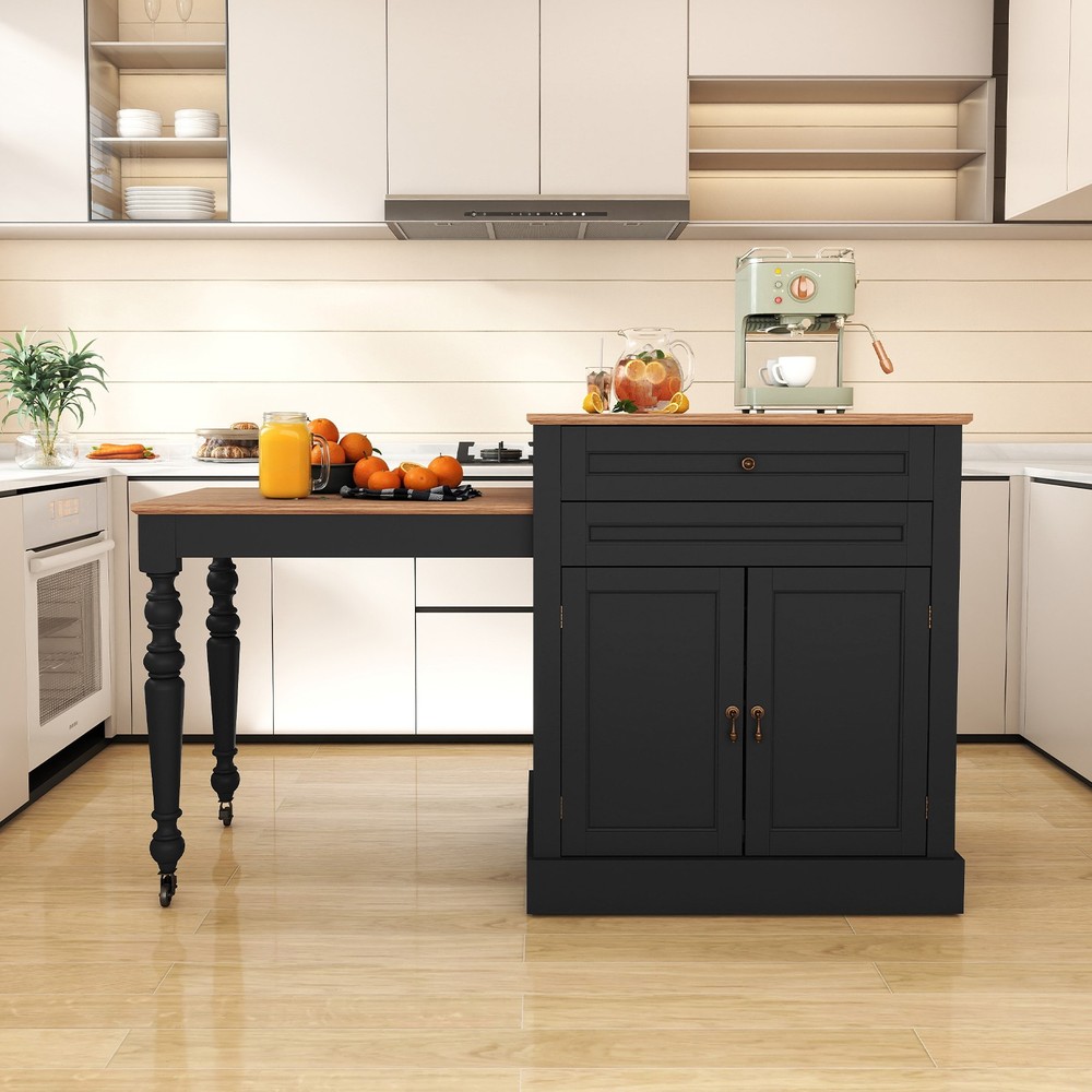 Retractable Multifunctional Kitchen Island Space Saving Storage Dining Workbench