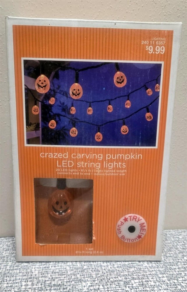 2010 Crazed Carving Pumpkin LED String Lights