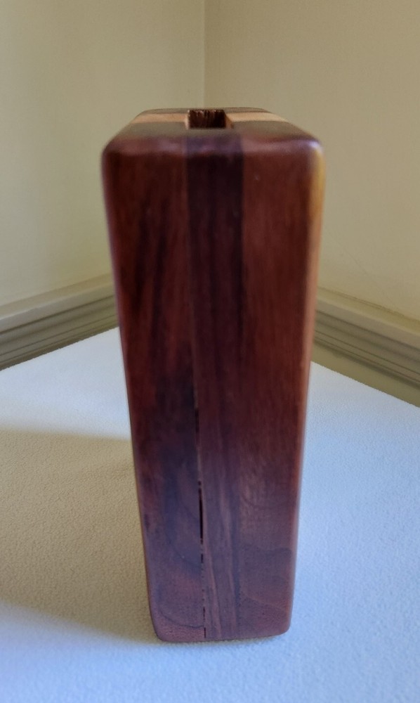 Hand Crafted Solid Wood Vase Walnut Oak Rectangle 8 1/4"
