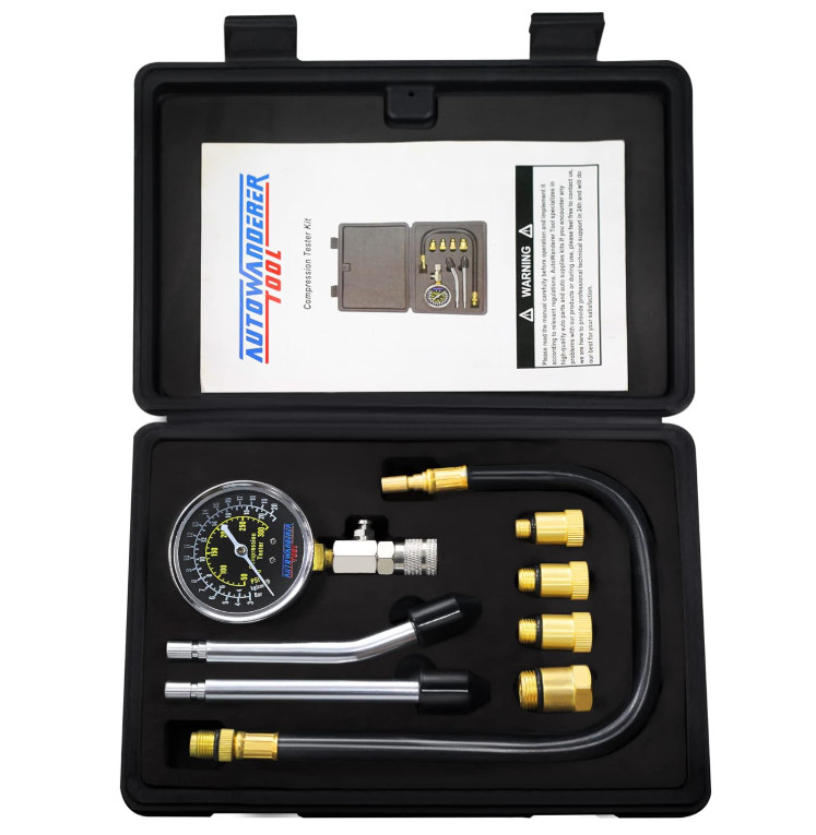 8-Piece Petrol Engine Cylinder Compression Tester Kit for Vehicles