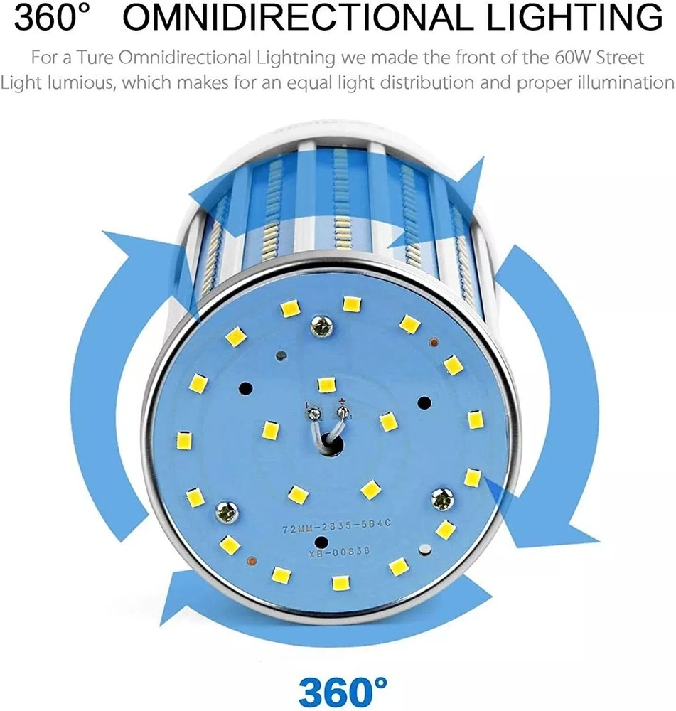 3 PCS 300W Eq LED Corn Light Bulb 168-Chip 6000K E26 5000lm Cool Daylight Garage
