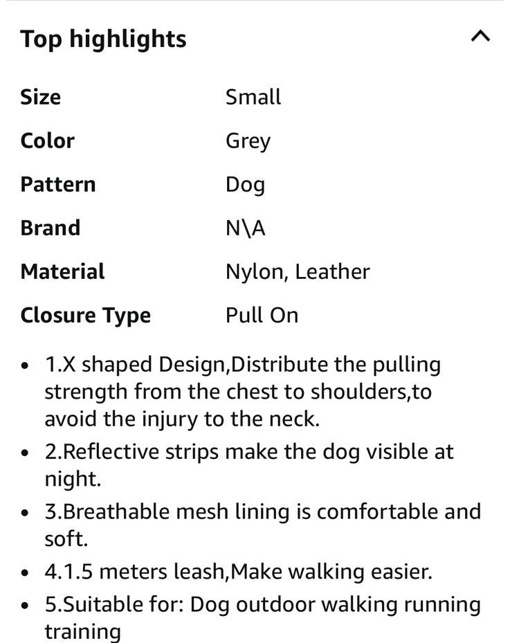No pull dog camisole reflective small dog leash/harness