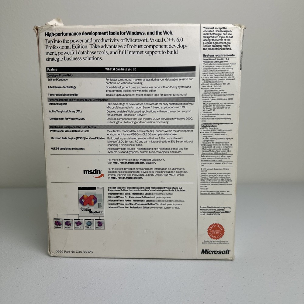 Microsoft Visual C++ 6.0 Professional Edition 1999 CD-ROM Windows