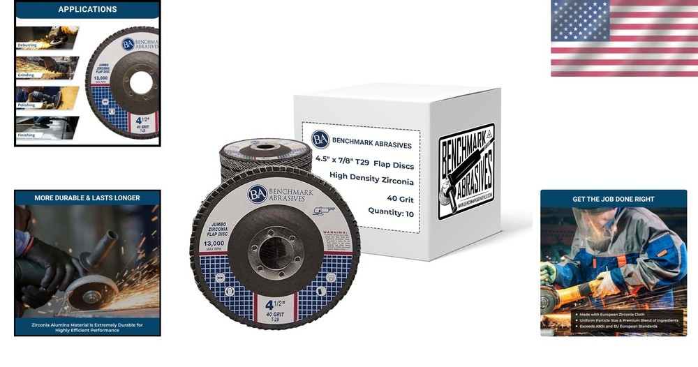 Versatile 4.5" Zirconia Flap Discs - 40 Grit 10 Count