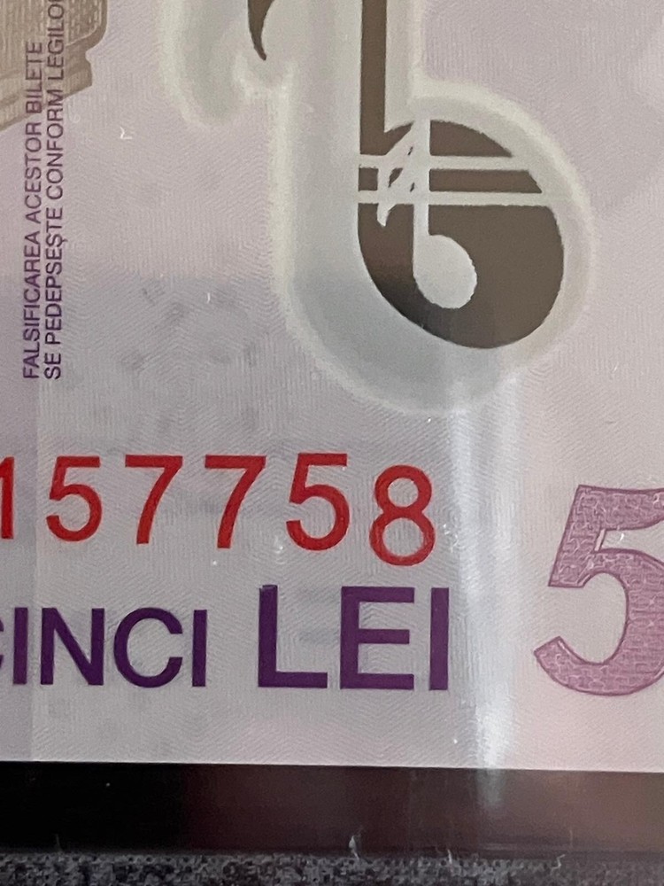 Misalignment Error 2023, Romania, 5 Lei 2023 !!, Superb Gem UNC !! Consecutive