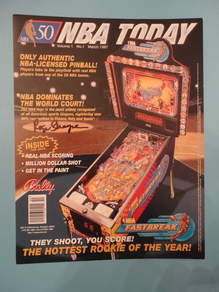 NBA Fastbreak Pinball Machine Flyer Bally Original Autographed Brochure