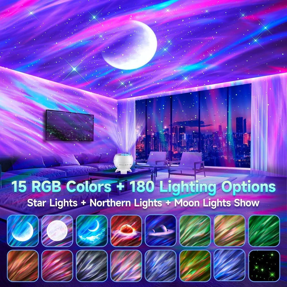 Projector Northern Lights Projector,180 Lighting Modes Galaxy Light Projector,