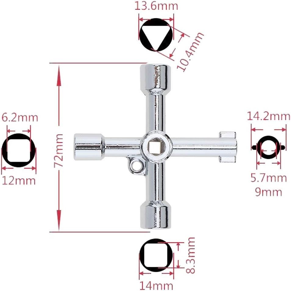 Portable 4-Way Multifunction Utility Key with Chrome Finish - 2.83" Size