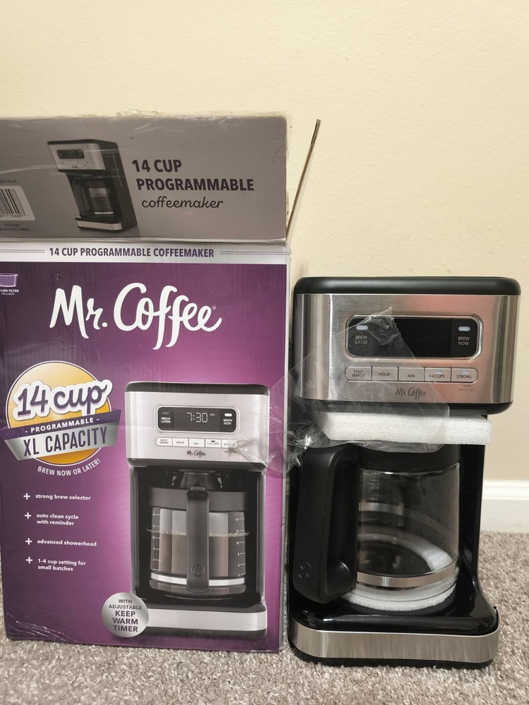 NEW Mr. Coffee 14-Cup Programmable Coffee Maker - Stainless Steel - Keep Warm