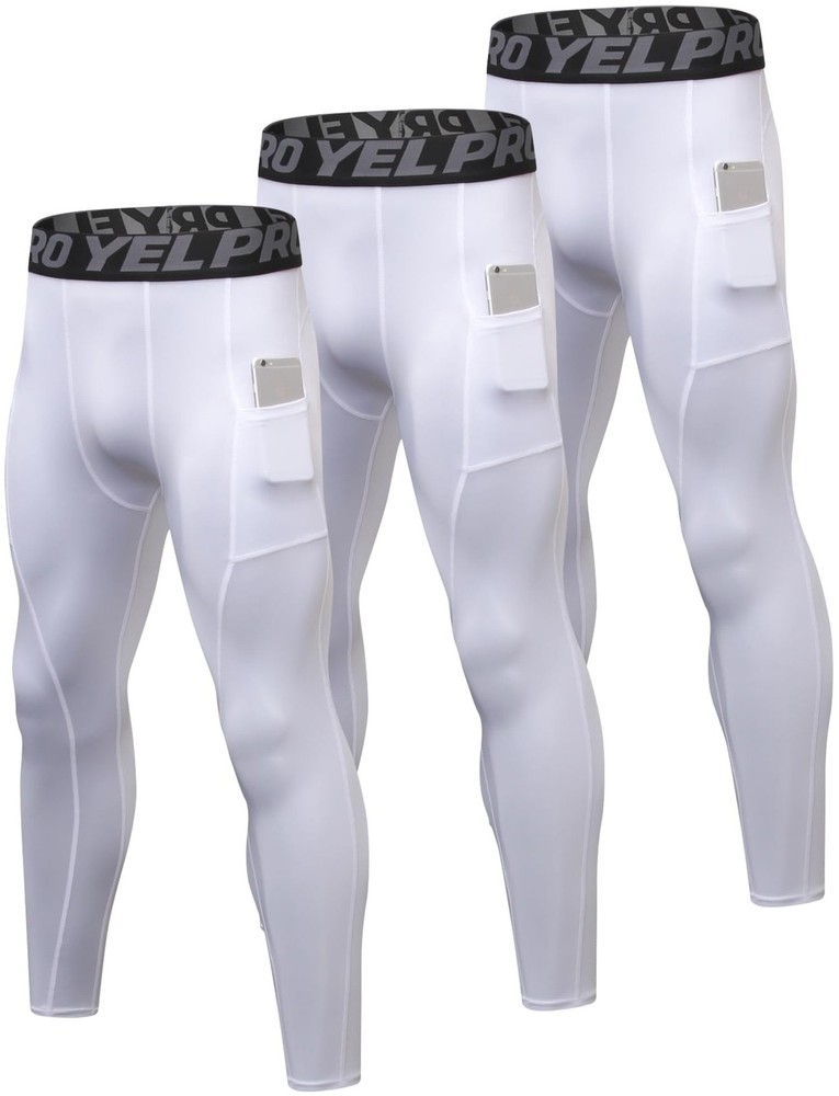 SPVISE 2 or 3 Pack Compression Pants Men Running Leggings Workout Base Layer ...