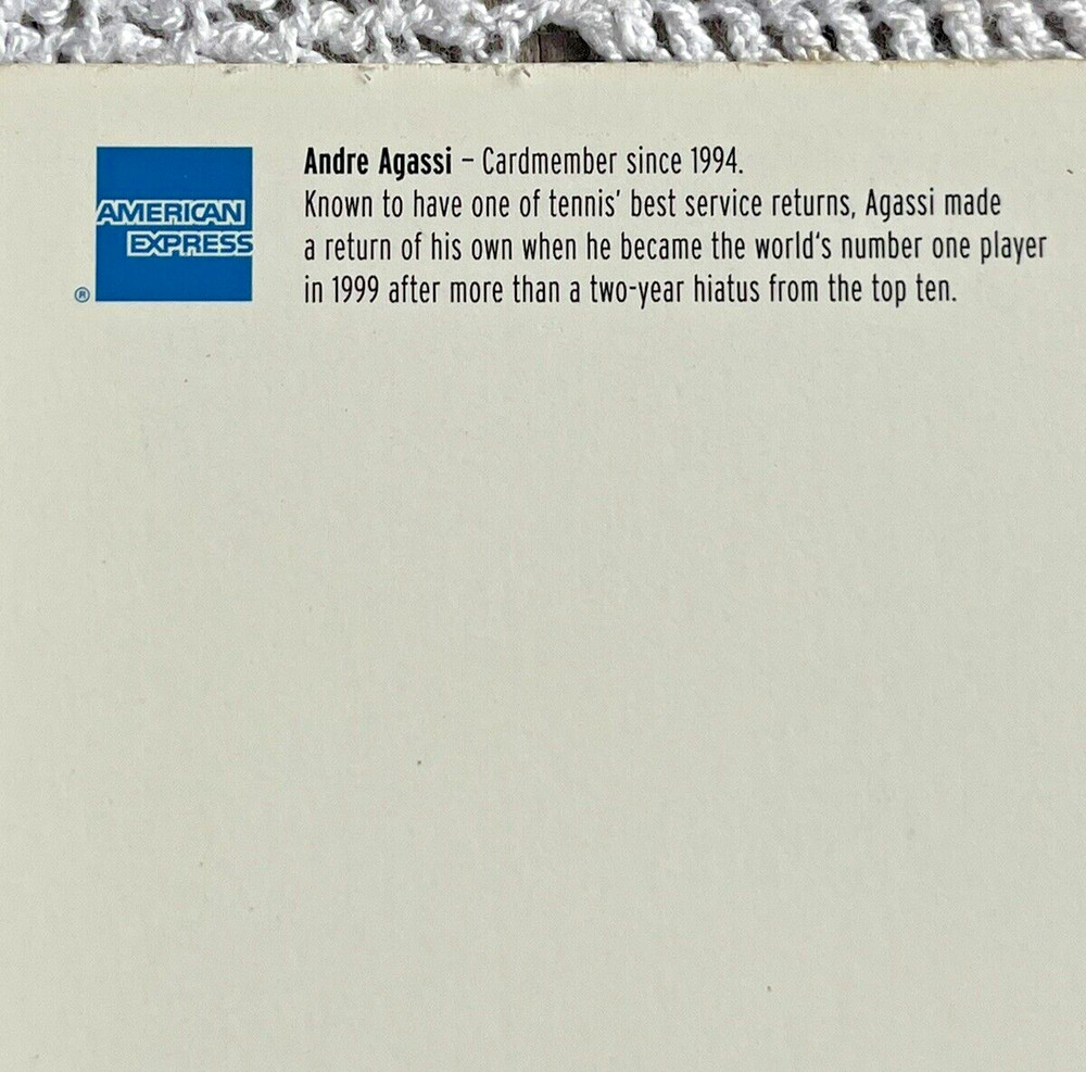 2003 Postcard Andre Agassi Longevity American Express Hieroglyphic Style