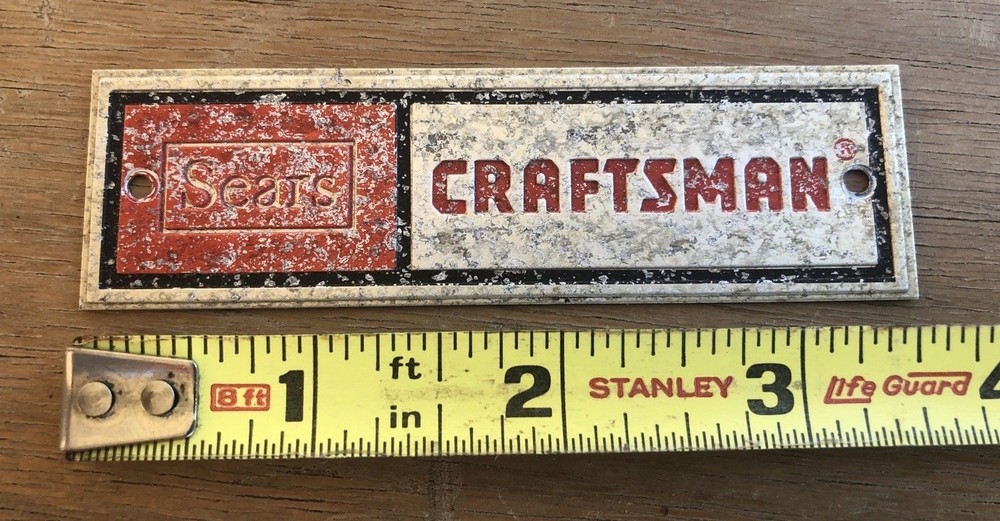 VINTAGE SEARS CRAFTSMAN TOOL BOX EMBLEM FROM A CRAFTSMAN TOOL BOX
