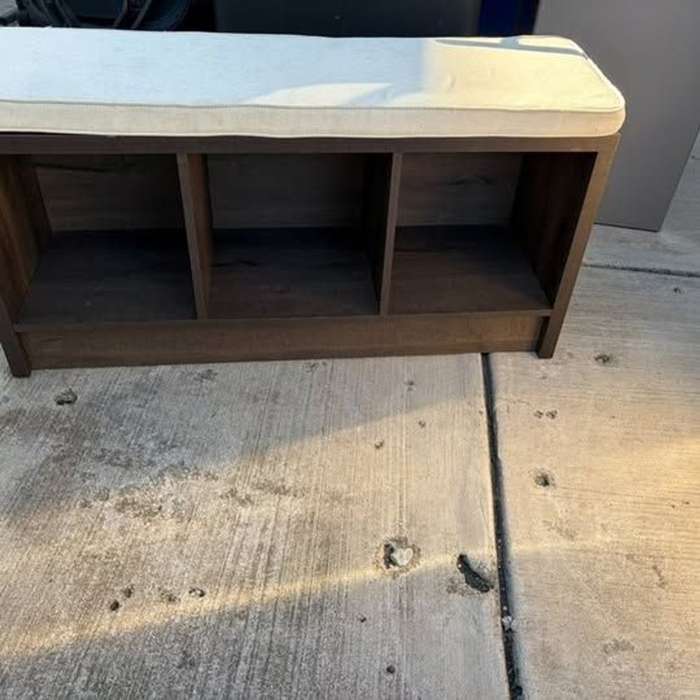 padded bench with storage
