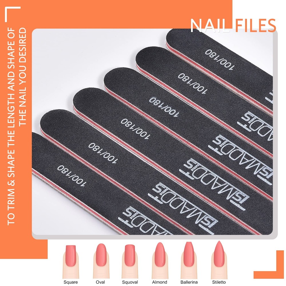 Nail Files and Buffers, Professional Manicure Tools Kit Rectangular Art Care