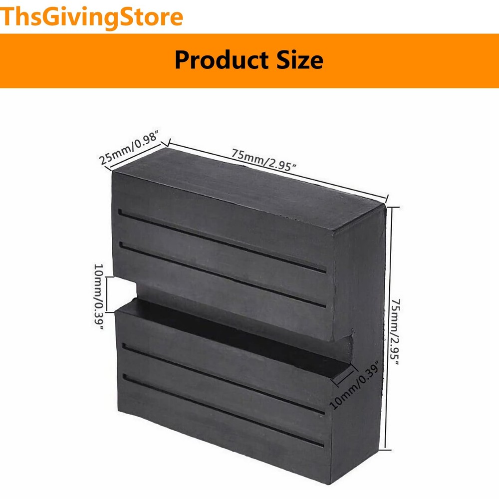 2 Packs Square Jack Pads, Black Anti-Slip Rail Adapter Support Rubber Blocks,