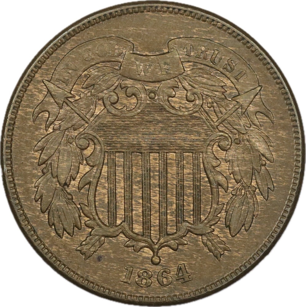 1864 Large Motto Two Cent Piece - Uncirculated