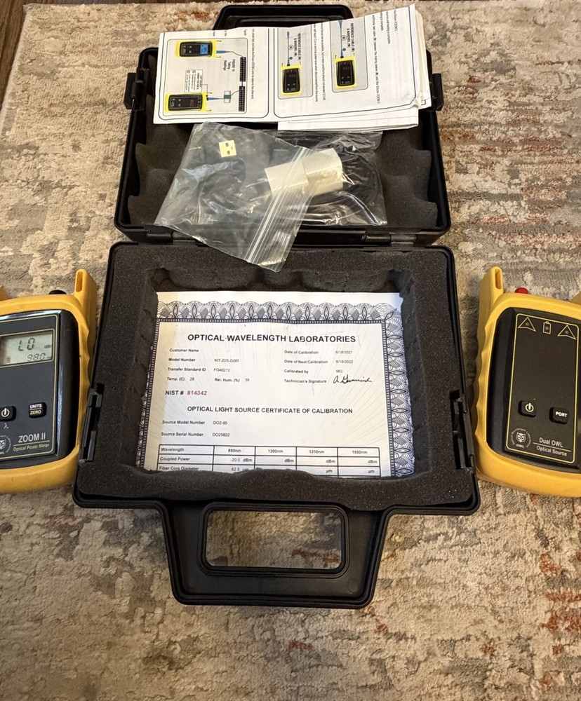 OWL Dual OWL Optical Source +WaveTester Optical Power Meter in Case - With Cert