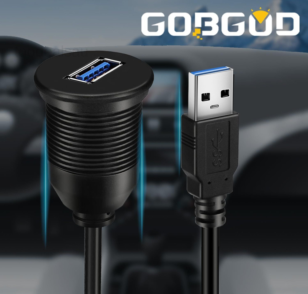 Single Port USB 3.0 Car Flush Mount Cable, USB Dash Mount Adapter..