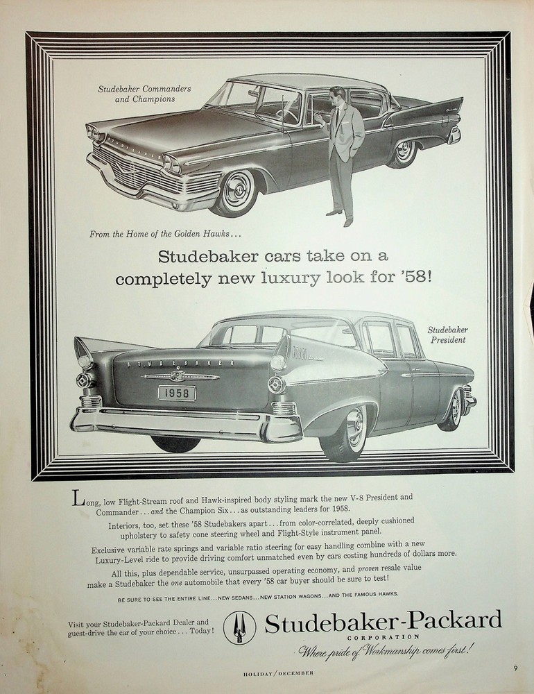 Original 1940 Vintage Studebaker Ad: Ft. Studebaker Commanders and Chmpions