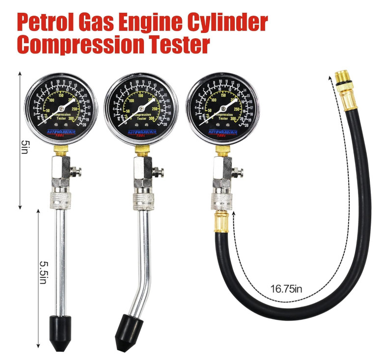 8-Piece Petrol Engine Cylinder Compression Tester Kit for Vehicles
