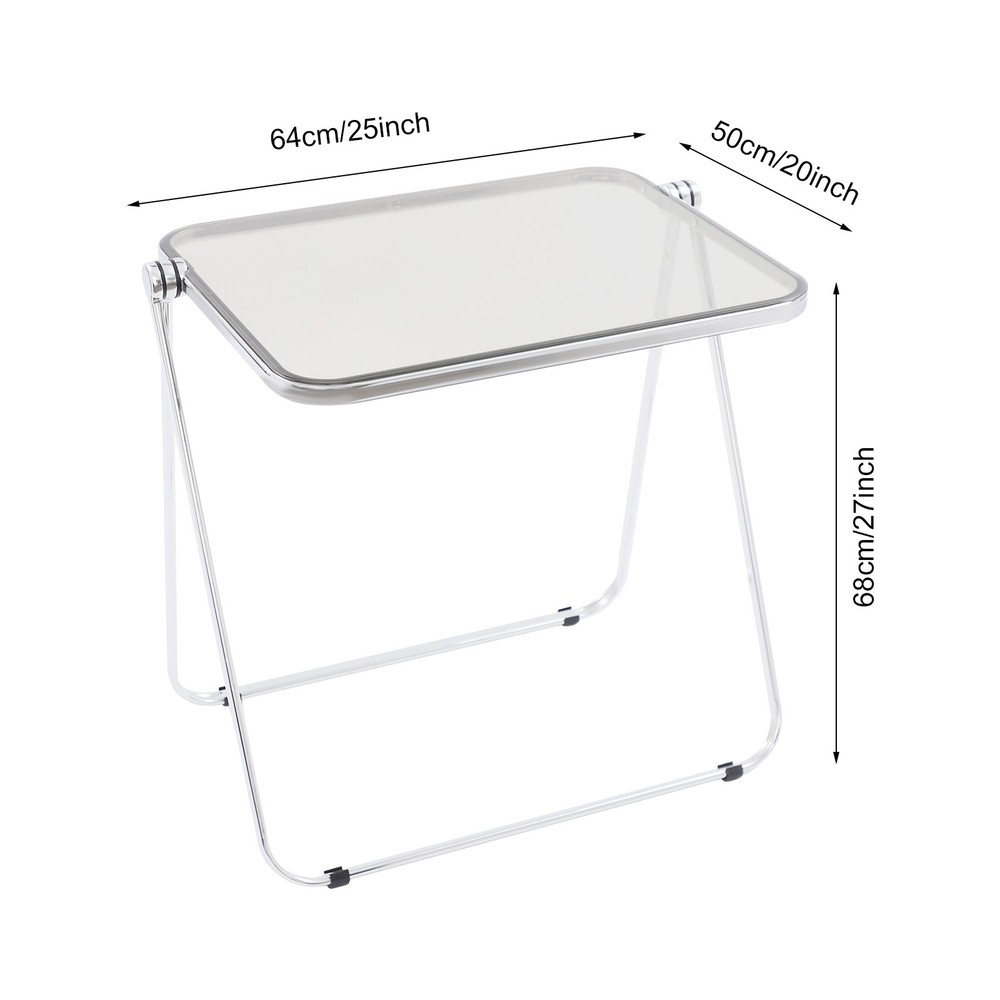 Clear Foldable Side Storage Table Tiny Desk For Home Office Small Computer Desk