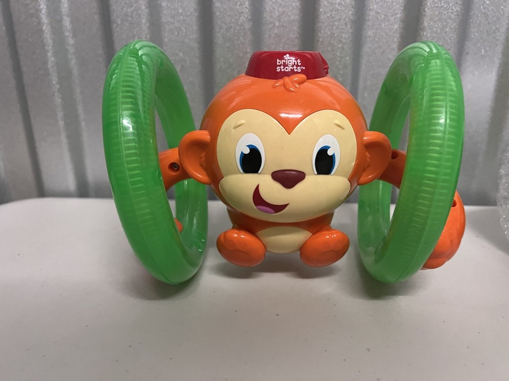 Bright Starts Rolling Monkey Electronic Battery Rolls Moves Working