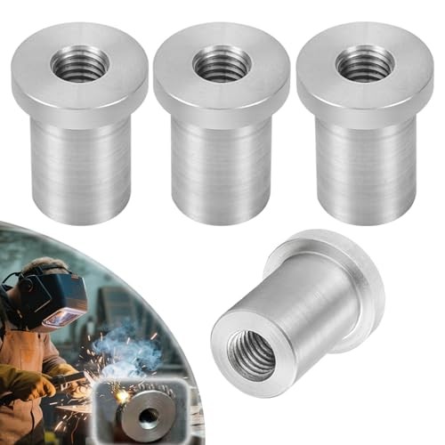 Weld-On Nut,Thread Long Threaded Stepped Bung Female Weld Nut 3/8"-16 4-Pack