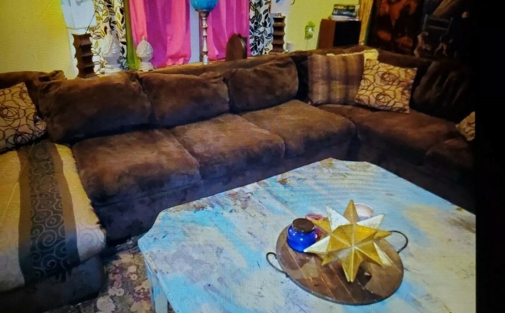 CHARMING 3 PIECE SECTIONAL SOFA - BROWN CHENILLE FABRIC