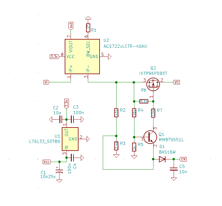 DC switch and current sensor board for LDMOS MOSFET amplifier 80V/40A max